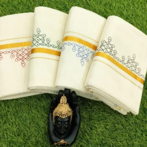 1/2 inch jeri kollam design set mundu