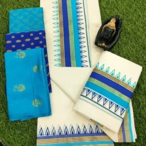 2x3 Fancy double colour print set mundu